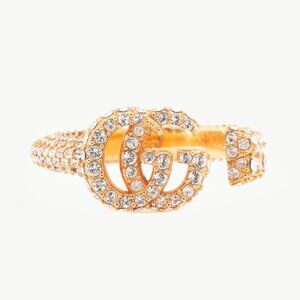 Gucci GG Marmont Gold-Finish Key Crystal Ring